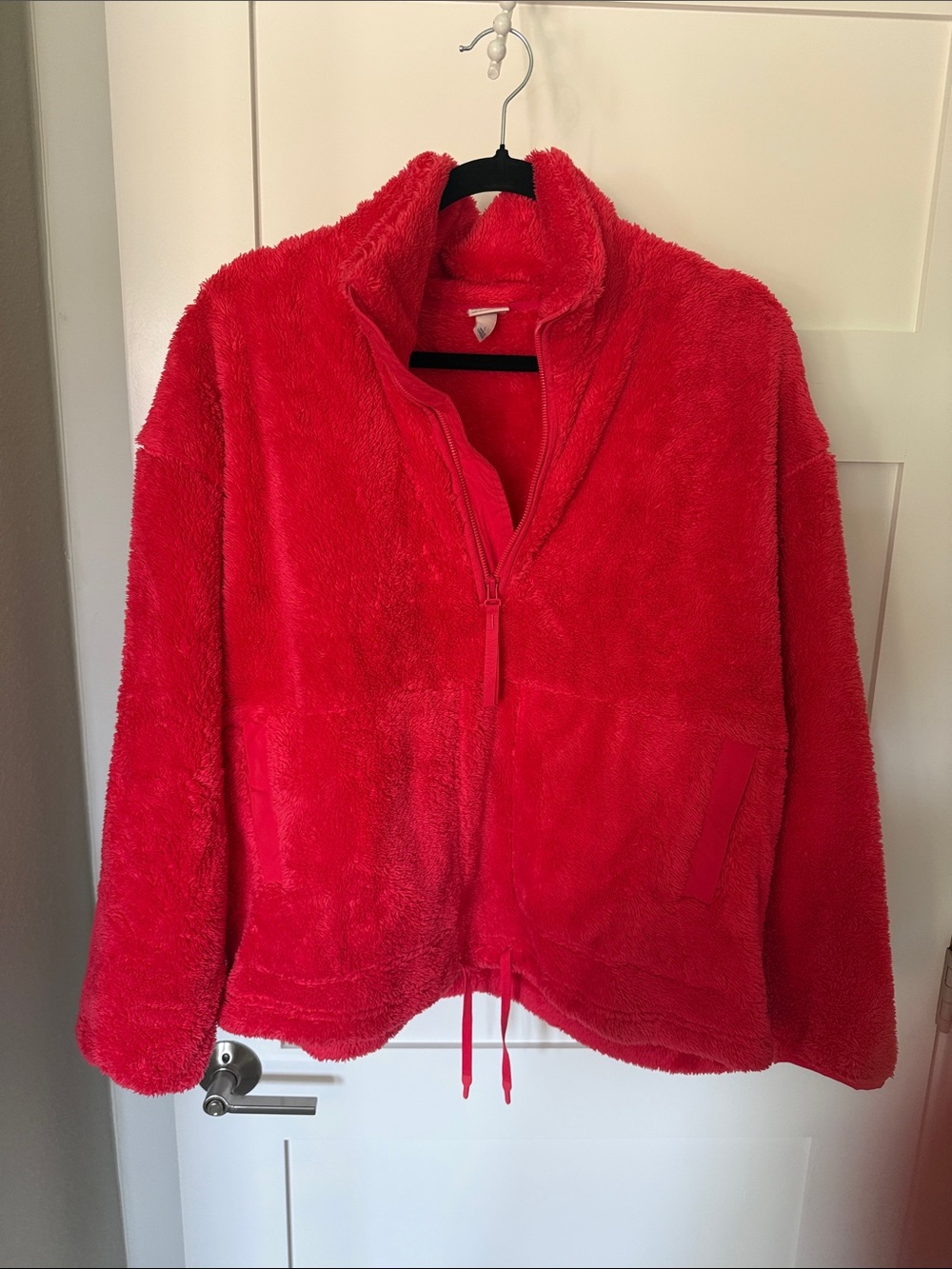 Women Plush Half-Zip Jacket - Red - Picture 5 of 5